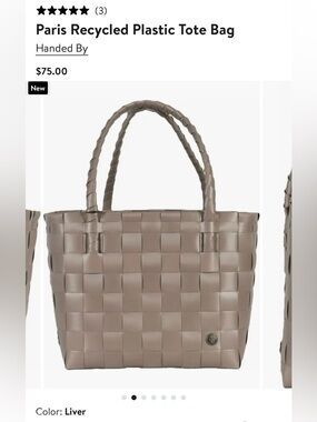 Paris Recycled Plastic Tote Bag in Liver NWT